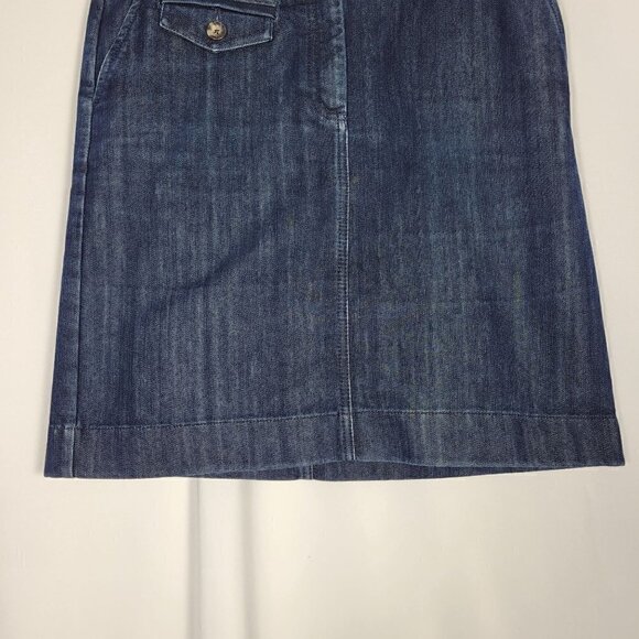 Ann Taylor Women's Dark Wash Stretch Denim, Jean Skirt Knee Length Size 8 - Picture 4 of 9